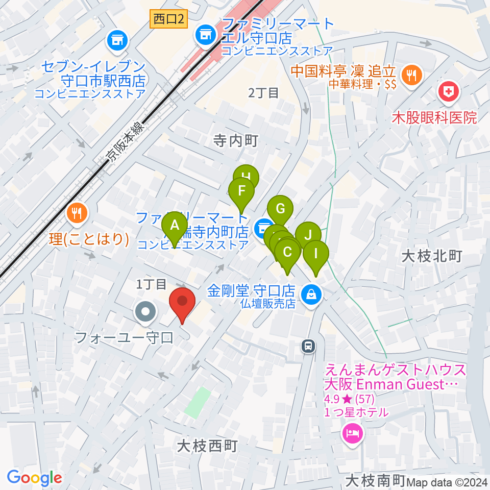 リズミックス音楽教室周辺のファミレス・ファーストフード一覧地図