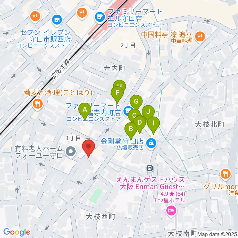 リズミックス音楽教室周辺のファミレス・ファーストフード一覧地図