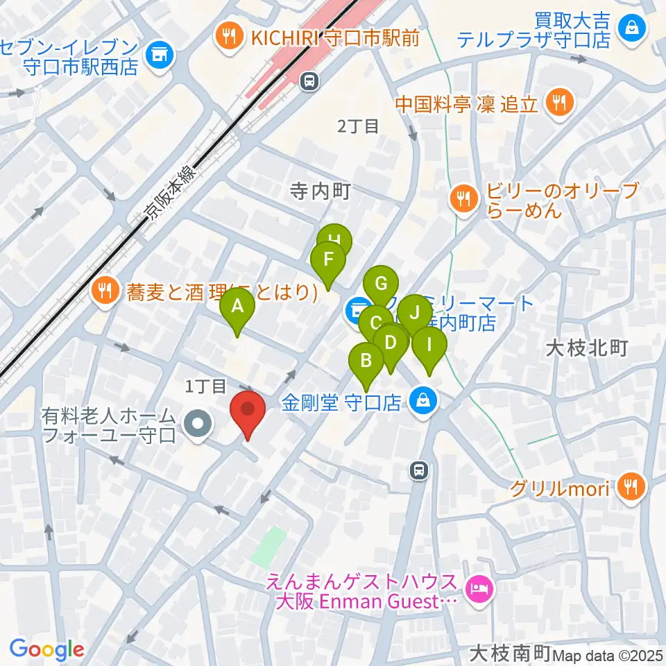 リズミックス音楽教室周辺のファミレス・ファーストフード一覧地図