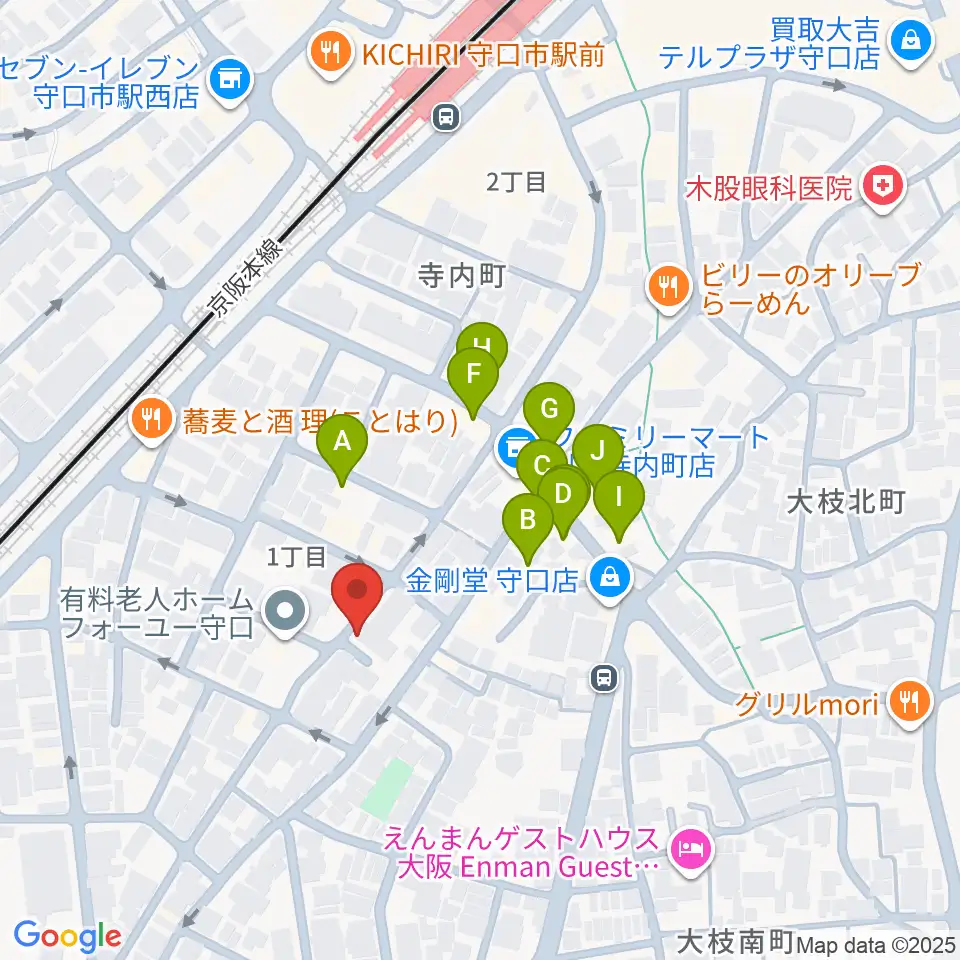 リズミックス音楽教室周辺のファミレス・ファーストフード一覧地図