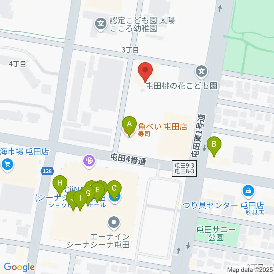 屯田センター ヤマハミュージック周辺のファミレス・ファーストフード一覧地図
