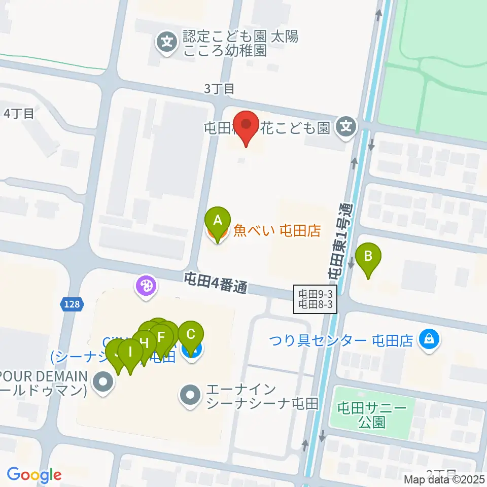 屯田センター ヤマハミュージック周辺のファミレス・ファーストフード一覧地図