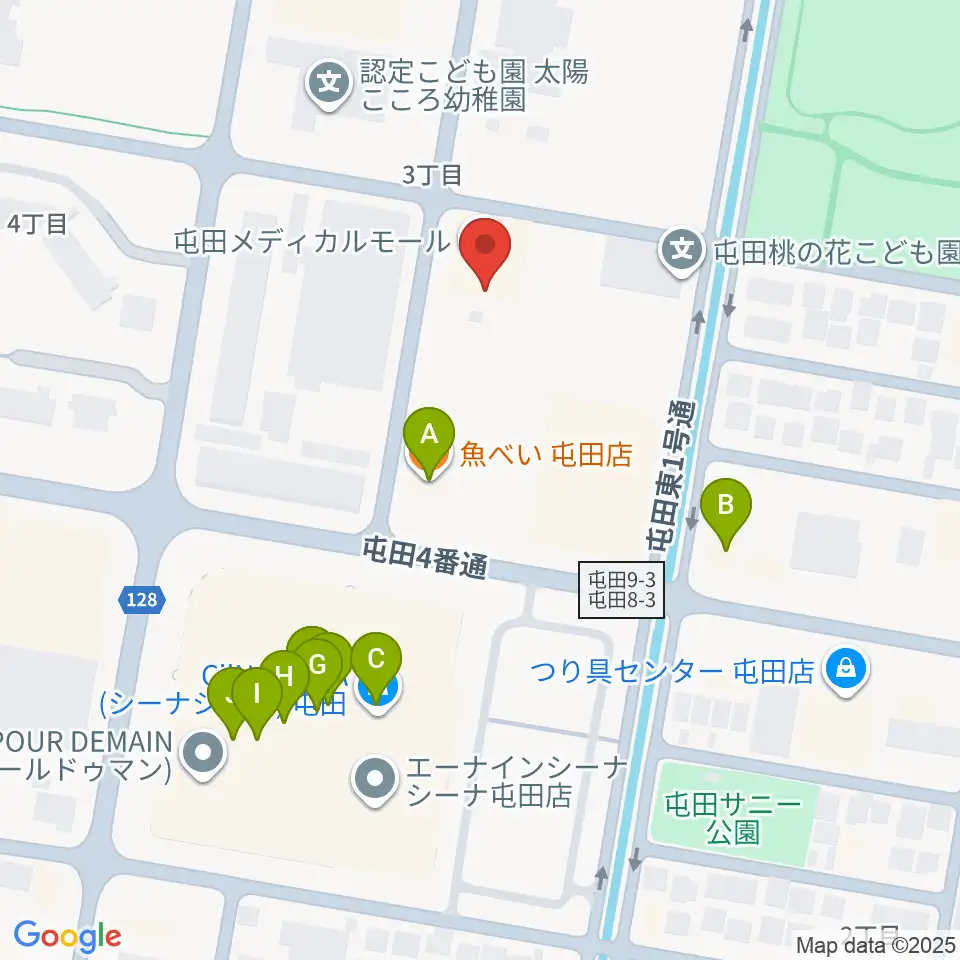 屯田センター ヤマハミュージック周辺のファミレス・ファーストフード一覧地図