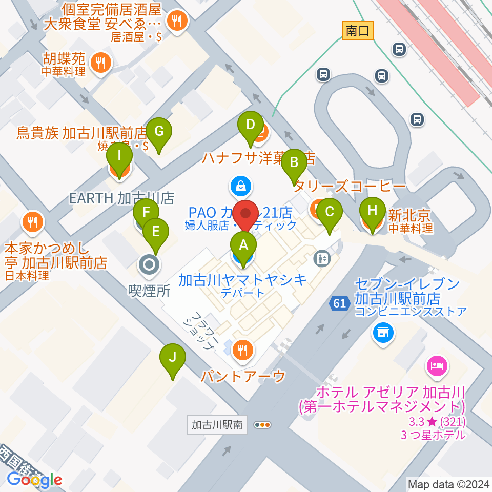 いぬい楽器周辺のファミレス・ファーストフード一覧地図