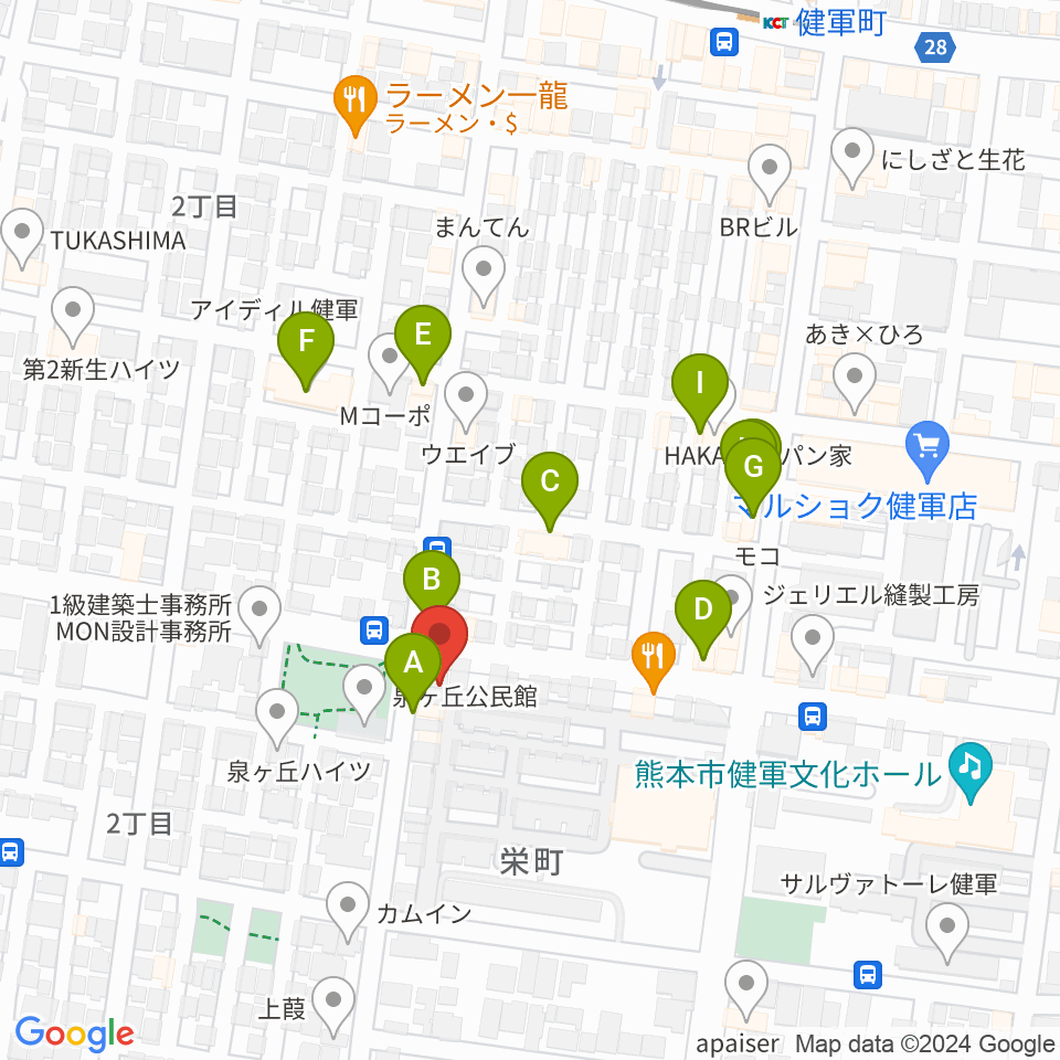 カンタービレホール周辺のファミレス・ファーストフード一覧地図