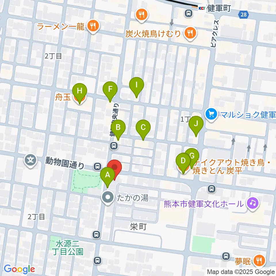 カンタービレホール周辺のファミレス・ファーストフード一覧地図