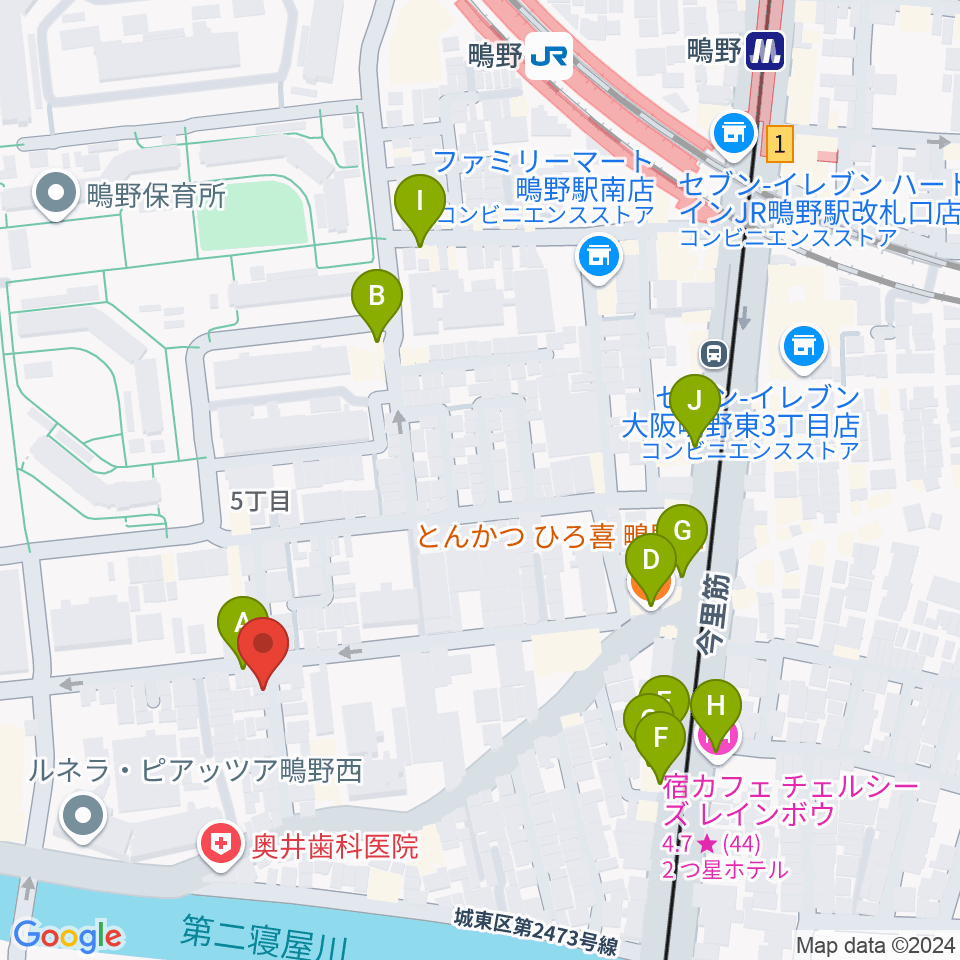 音楽教室きじばとの家周辺のファミレス・ファーストフード一覧地図