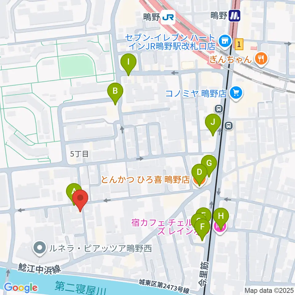 音楽教室きじばとの家周辺のファミレス・ファーストフード一覧地図