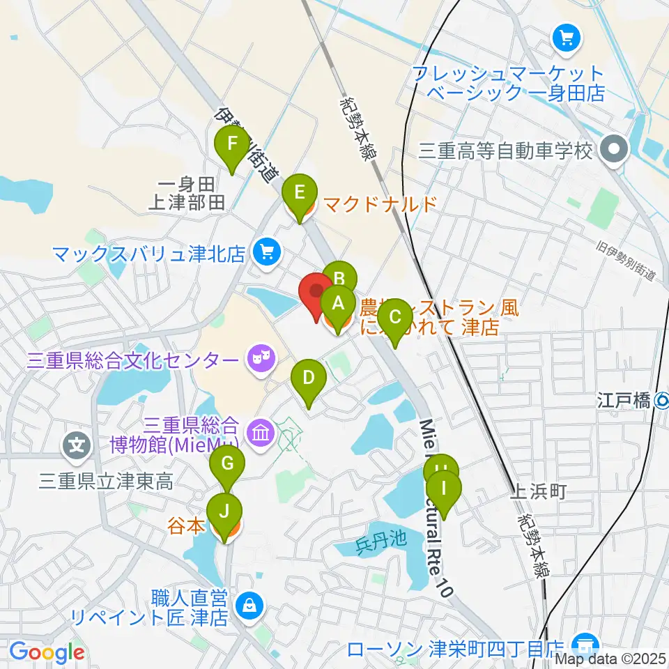 村井楽器 山の手センター周辺のファミレス・ファーストフード一覧地図