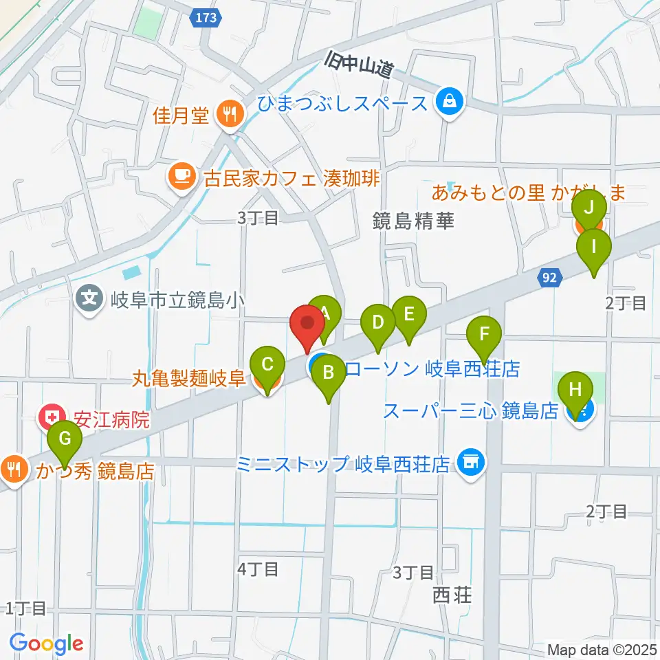 ミュージックハウスフレンズ周辺のファミレス・ファーストフード一覧地図