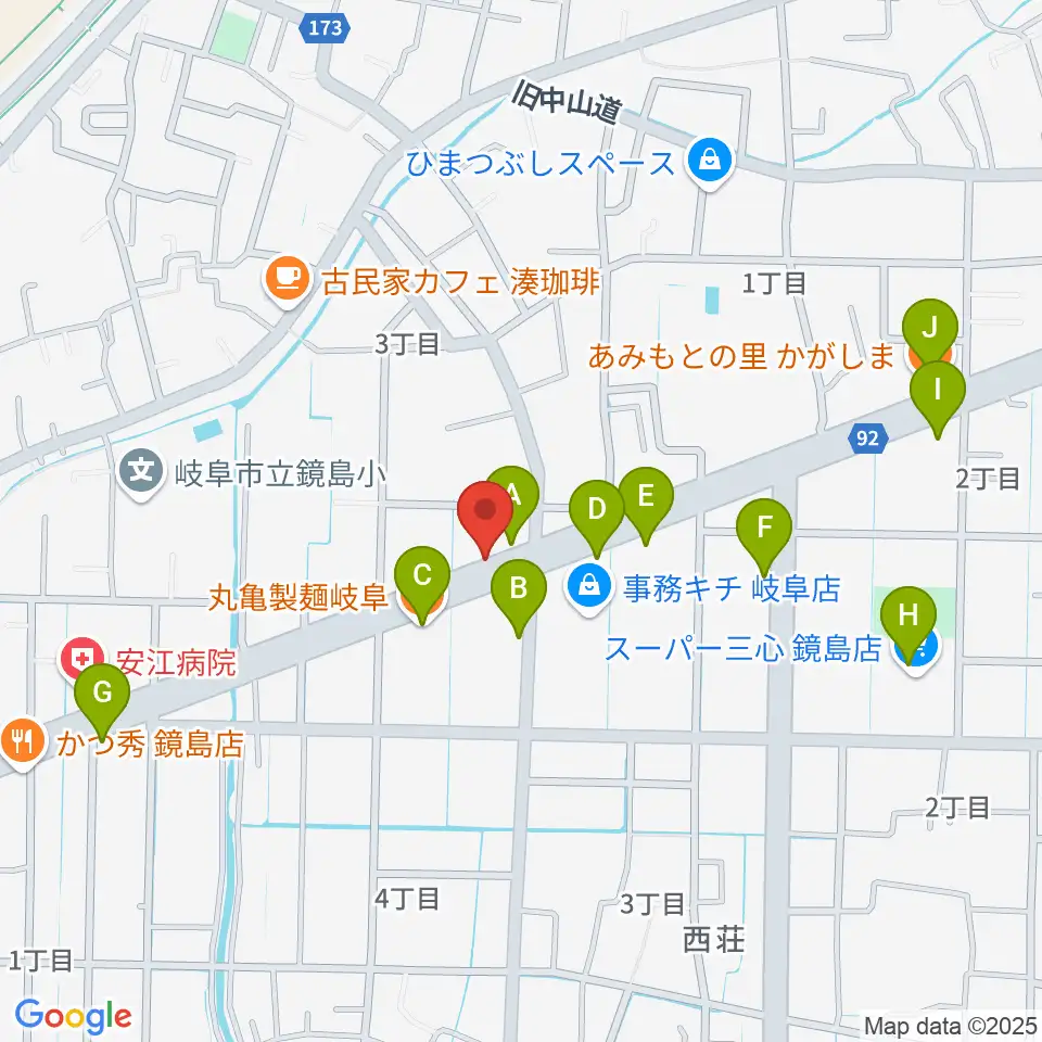 ミュージックハウスフレンズ周辺のファミレス・ファーストフード一覧地図