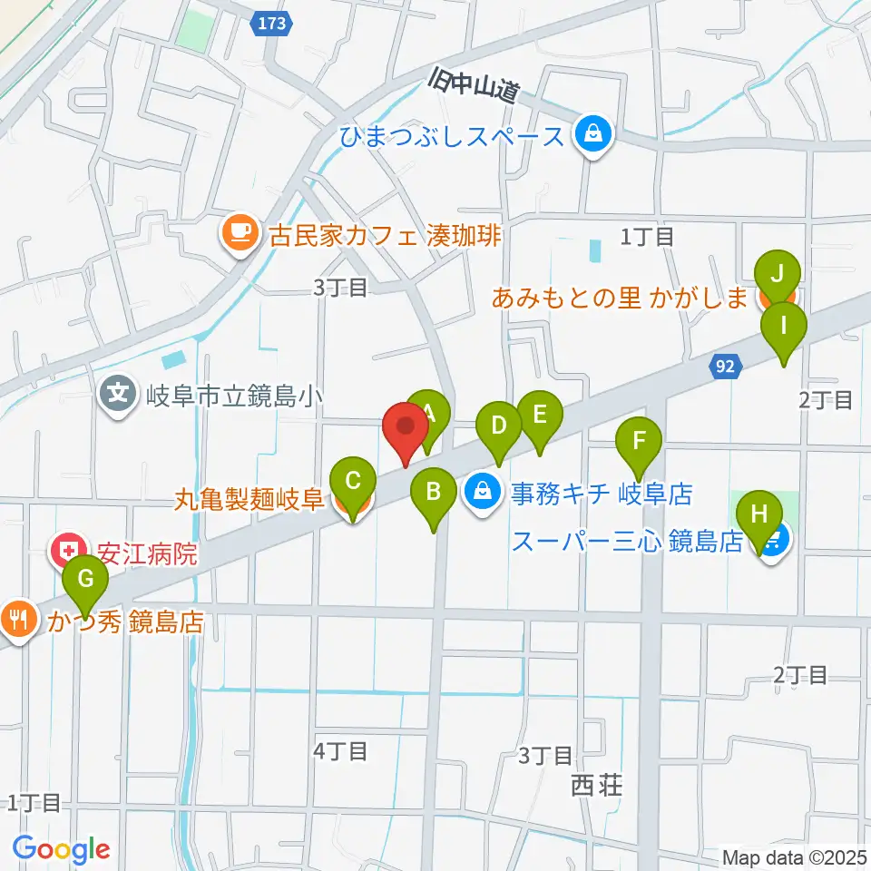 ミュージックハウスフレンズ周辺のファミレス・ファーストフード一覧地図