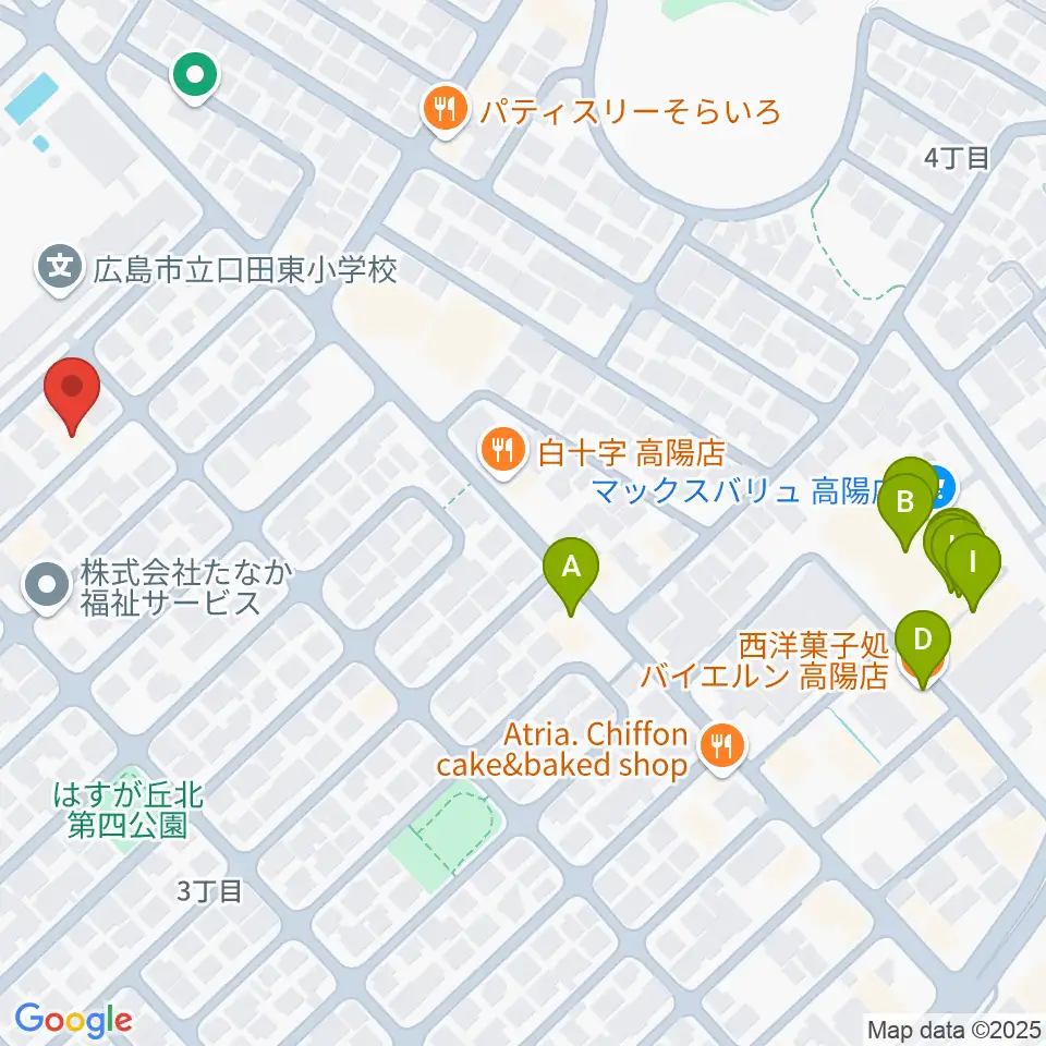 ミュージックウィング広島音楽教室周辺のファミレス・ファーストフード一覧地図