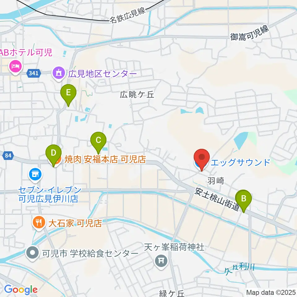 エッグサウンド周辺のファミレス・ファーストフード一覧地図
