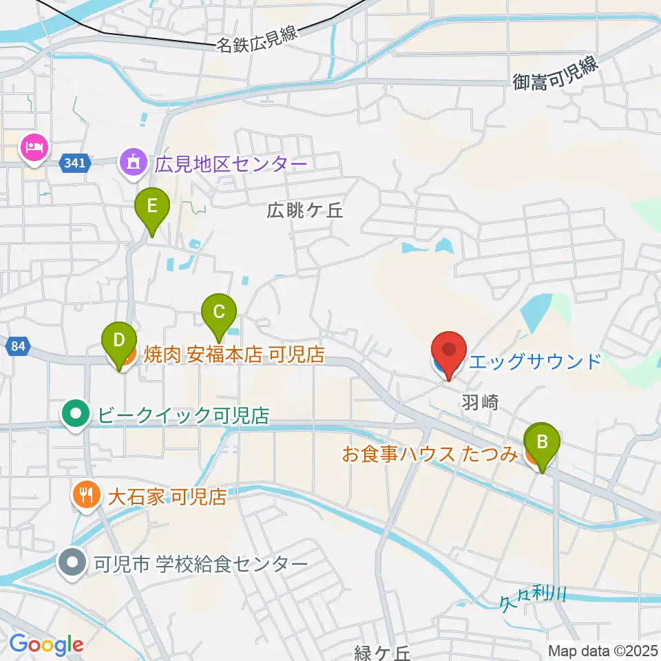 エッグサウンド周辺のファミレス・ファーストフード一覧地図