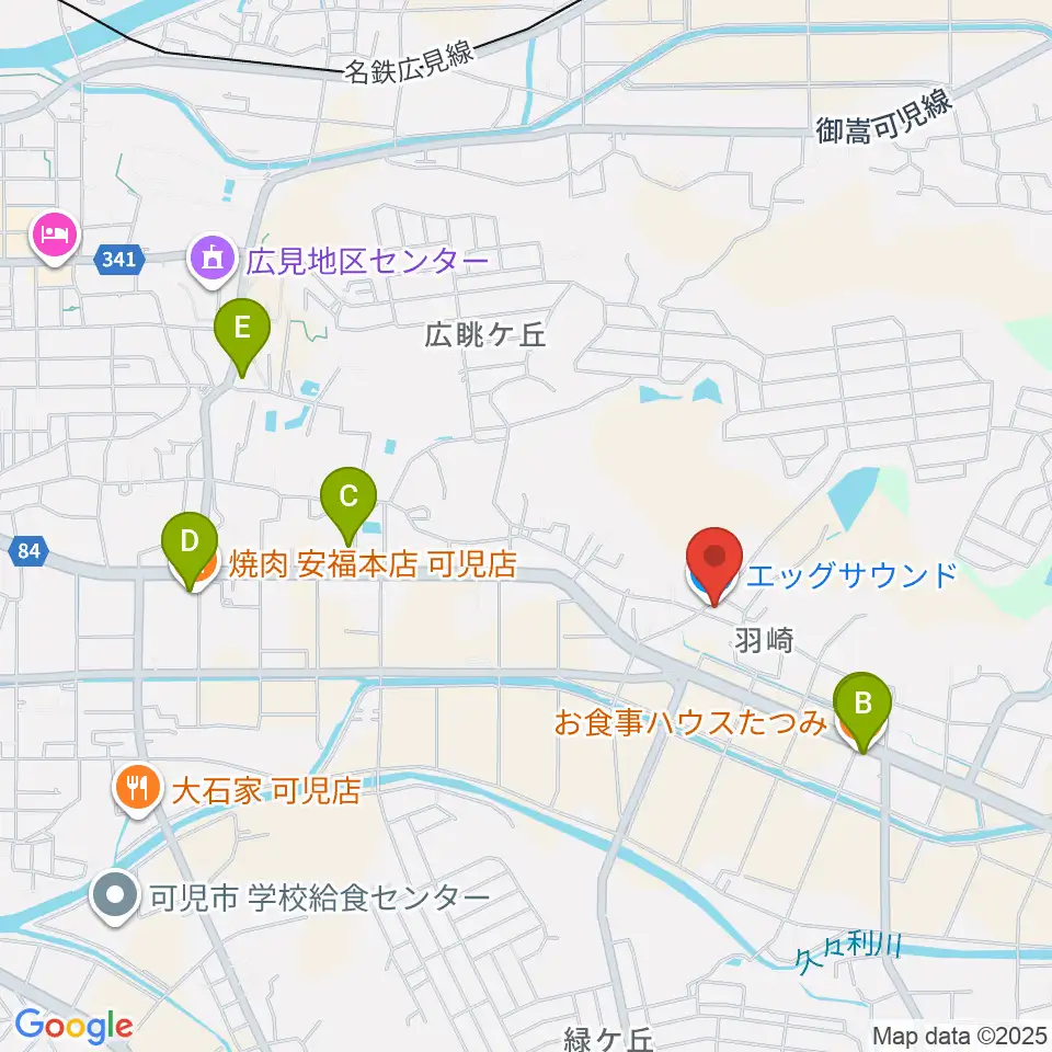 エッグサウンド周辺のファミレス・ファーストフード一覧地図