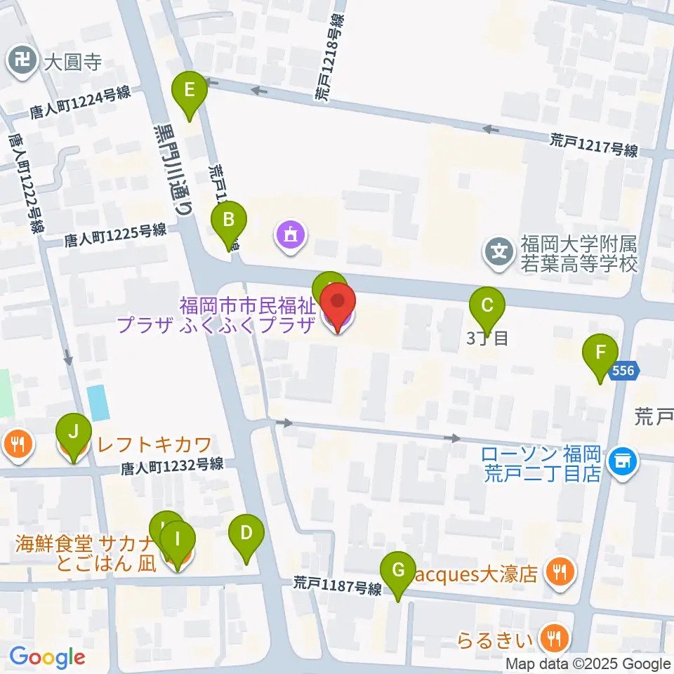 ふくふくプラザ周辺のファミレス・ファーストフード一覧地図
