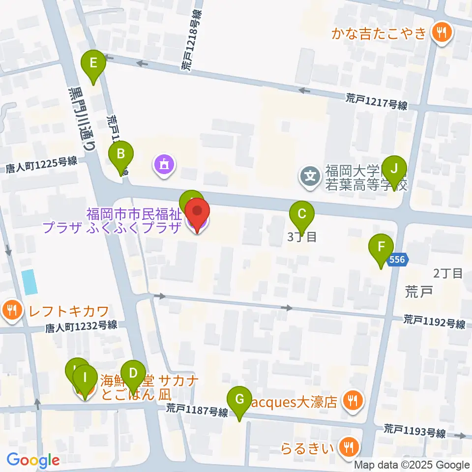 ふくふくプラザ周辺のファミレス・ファーストフード一覧地図