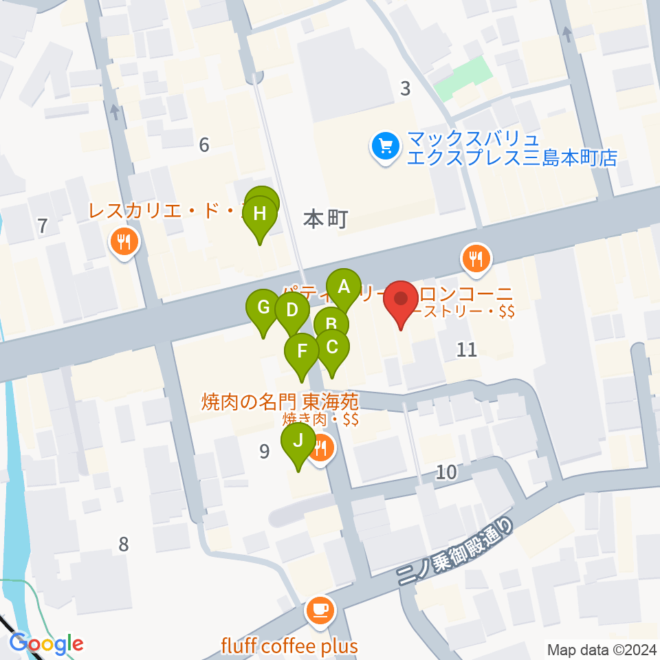 やまがた楽器店周辺のファミレス・ファーストフード一覧地図