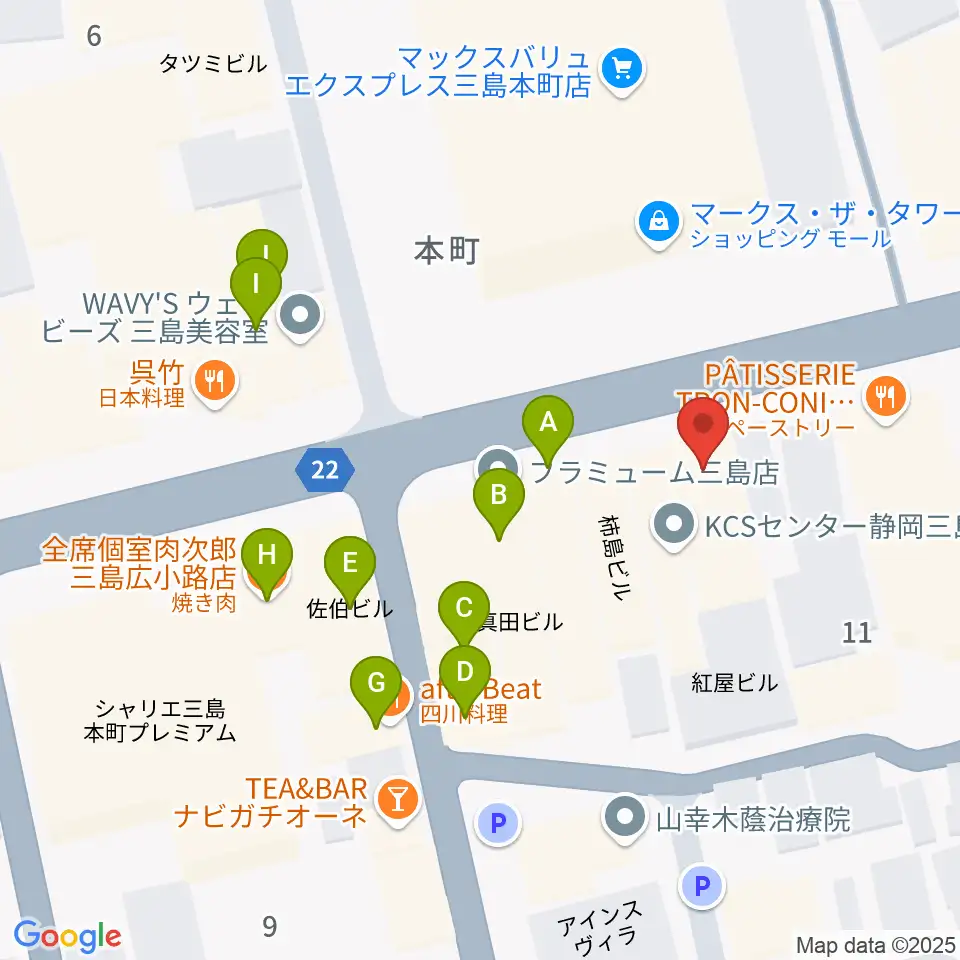 やまがた楽器店周辺のファミレス・ファーストフード一覧地図