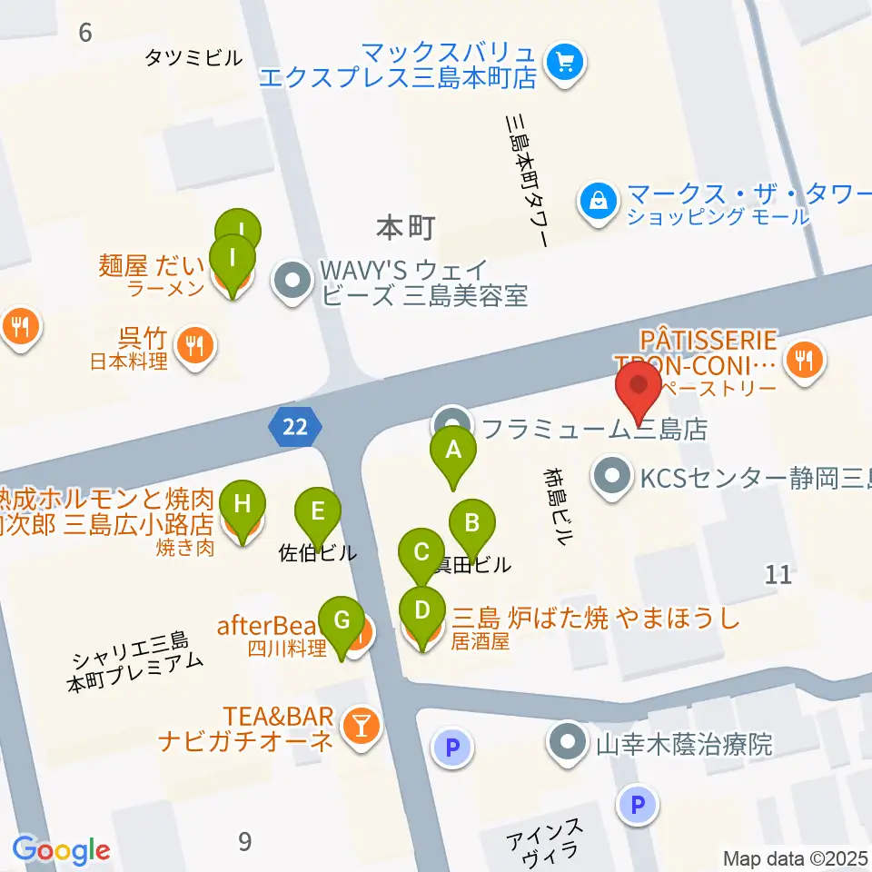 やまがた楽器店周辺のファミレス・ファーストフード一覧地図