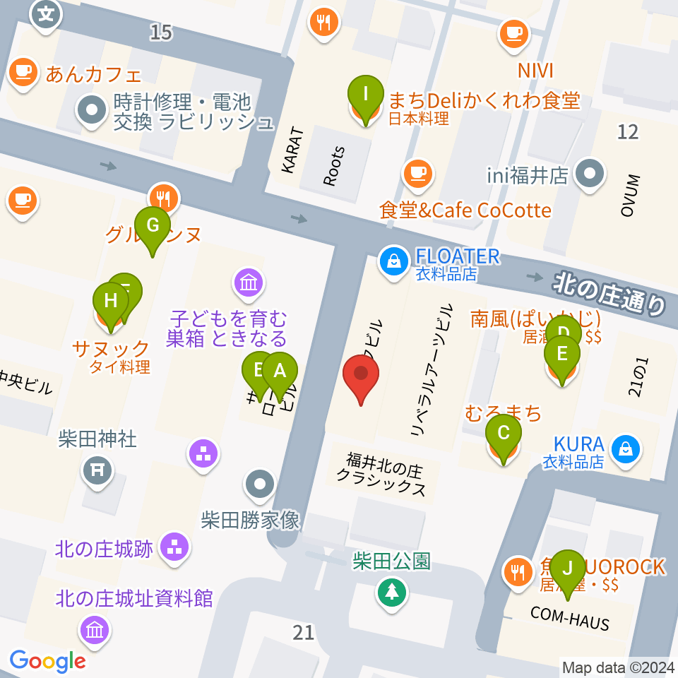 スズキ・メソード福井支部周辺のファミレス・ファーストフード一覧地図