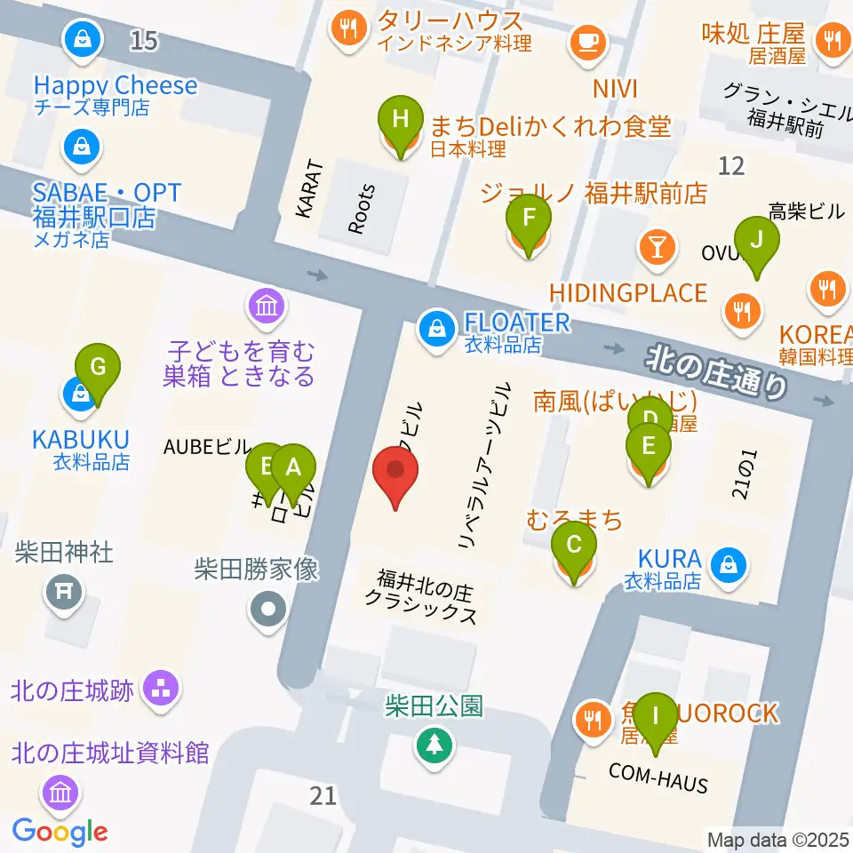 スズキ・メソード福井支部周辺のファミレス・ファーストフード一覧地図