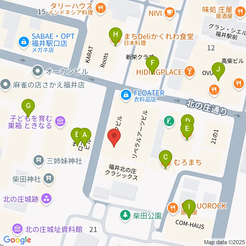 スズキ・メソード福井支部周辺のファミレス・ファーストフード一覧地図