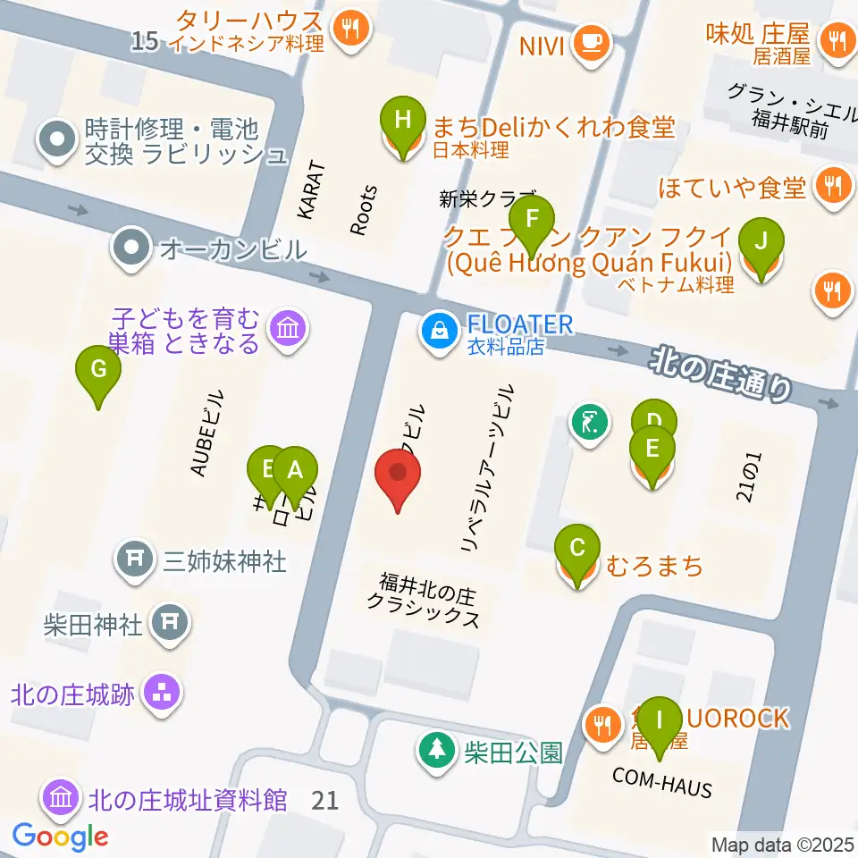 スズキ・メソード福井支部周辺のファミレス・ファーストフード一覧地図