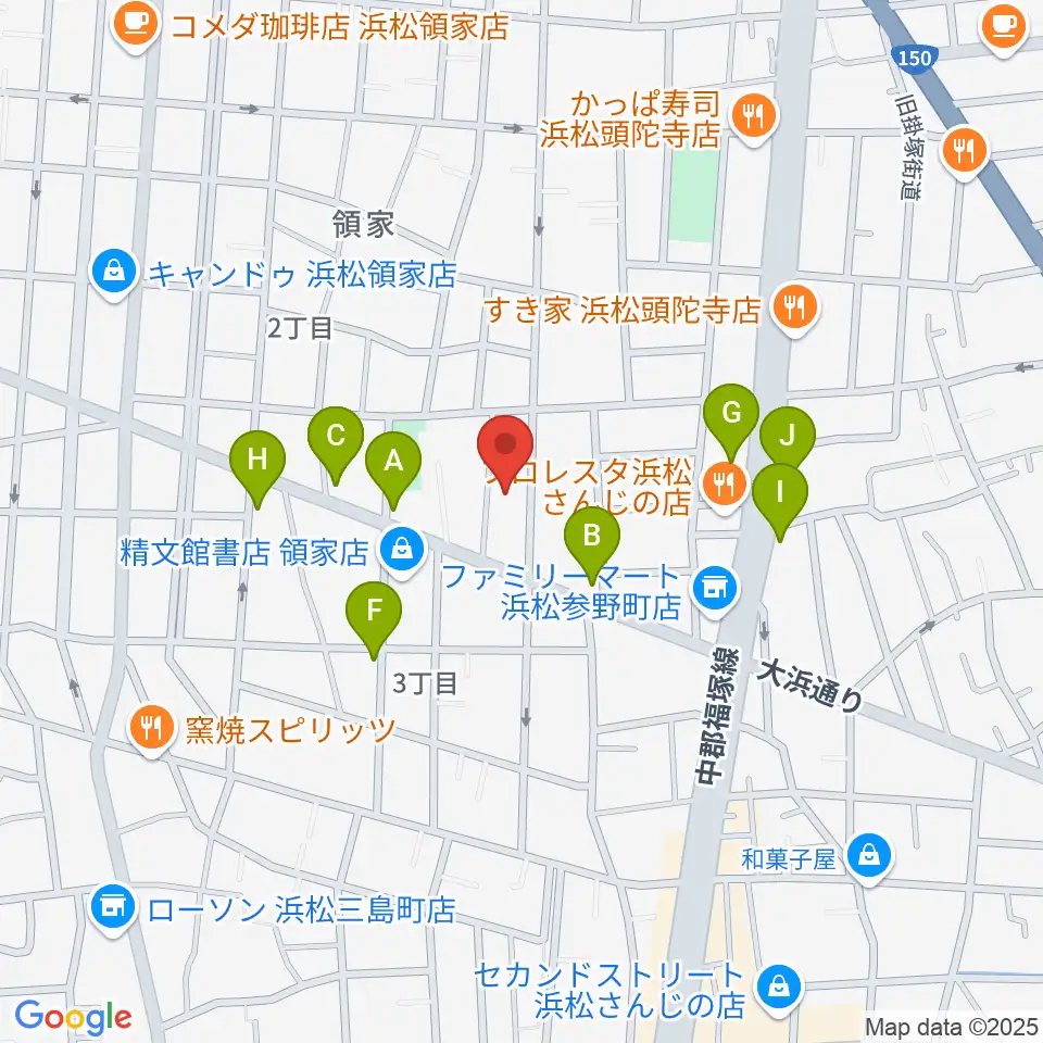 鈴木楽器製作所周辺のファミレス・ファーストフード一覧地図