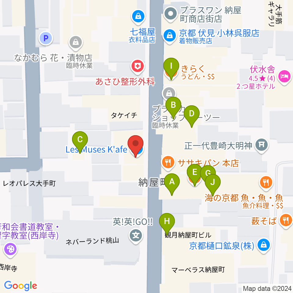 レミューズカフェ周辺のファミレス・ファーストフード一覧地図