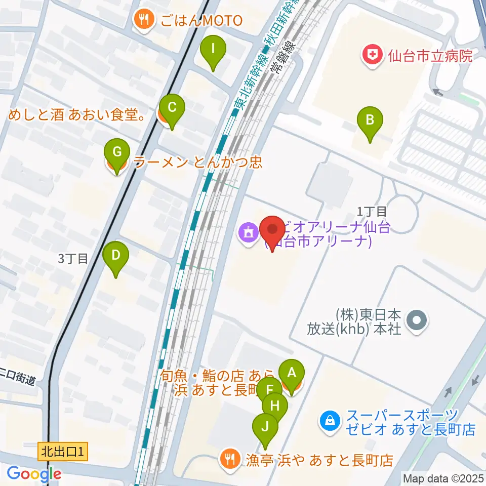 長町センター ヤマハミュージック周辺のファミレス・ファーストフード一覧地図