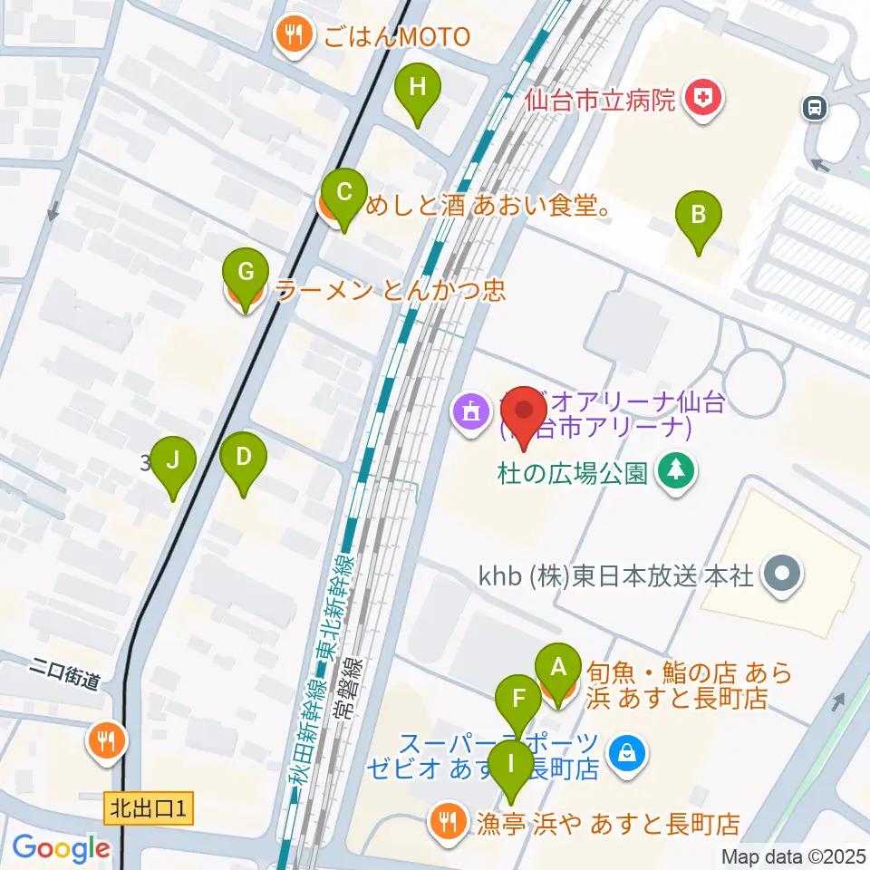 長町センター ヤマハミュージック周辺のファミレス・ファーストフード一覧地図