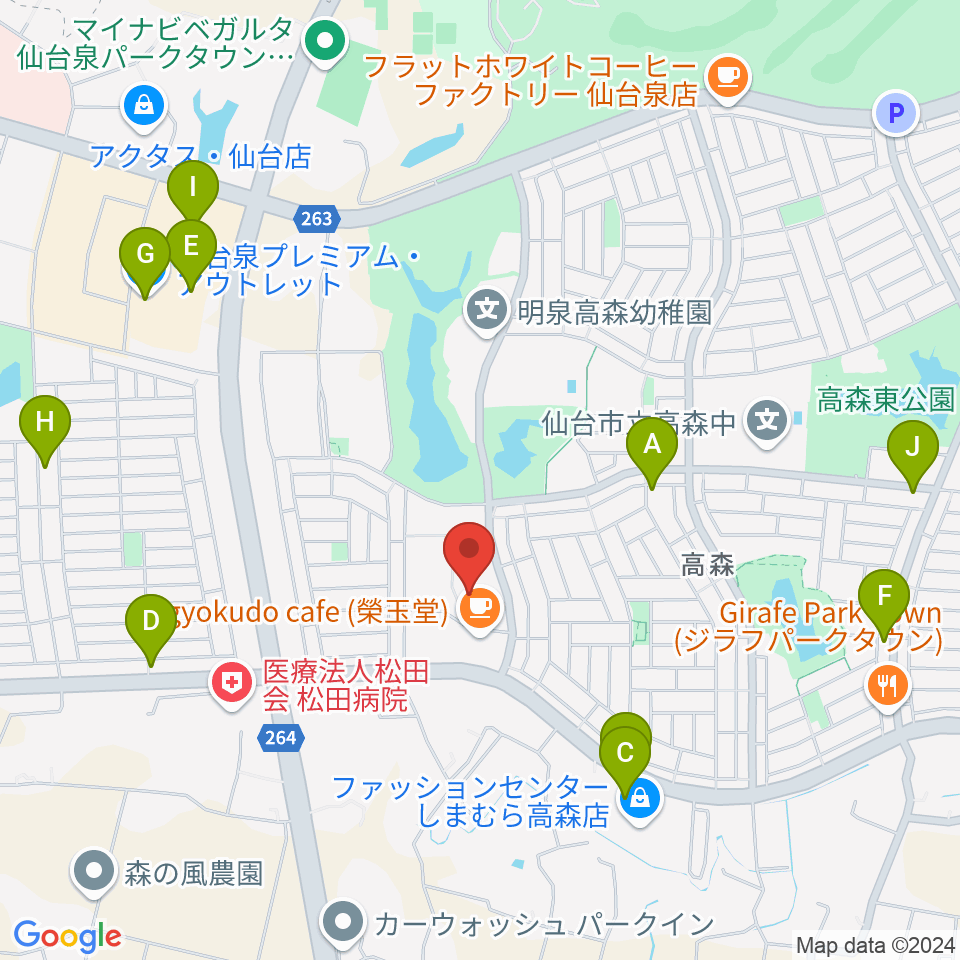 泉パークタウンセンター ヤマハミュージック周辺のファミレス・ファーストフード一覧地図