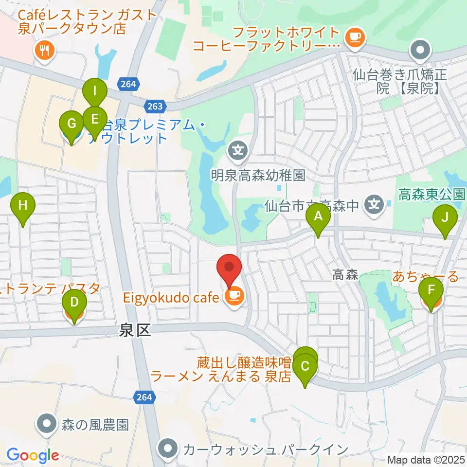 泉パークタウンセンター ヤマハミュージック周辺のファミレス・ファーストフード一覧地図
