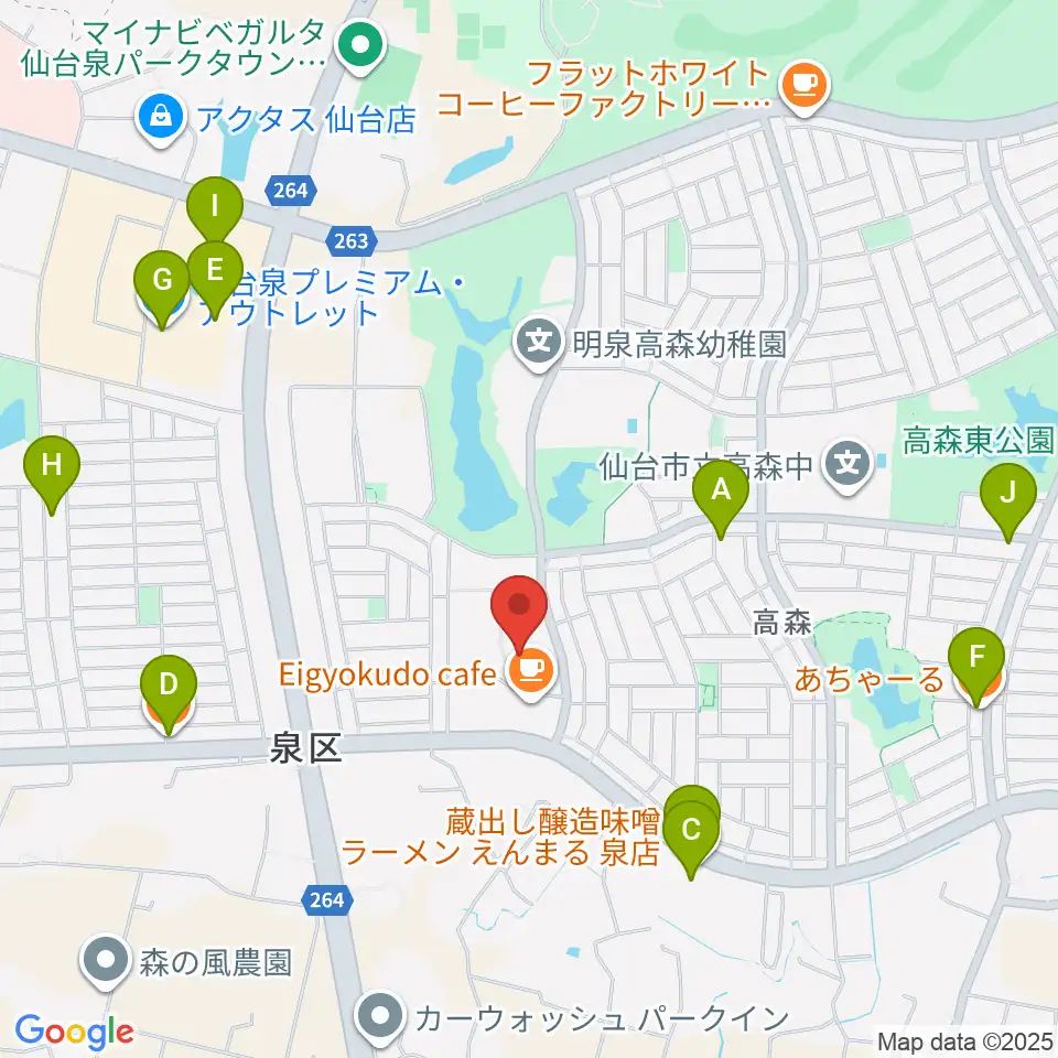 泉パークタウンセンター ヤマハミュージック周辺のファミレス・ファーストフード一覧地図