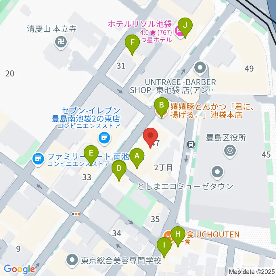 ウインズミュージックスクール周辺のファミレス・ファーストフード一覧地図