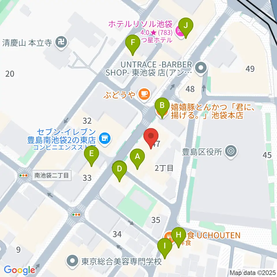 ウインズミュージックスクール周辺のファミレス・ファーストフード一覧地図