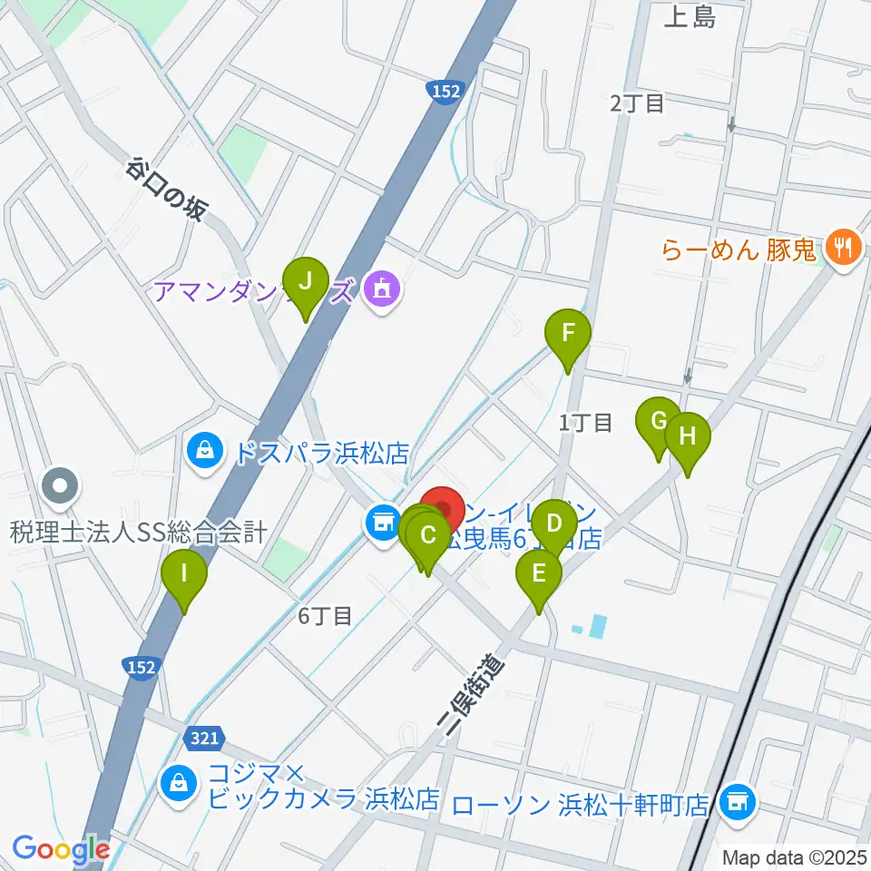 ハーモニカの昭和楽器製造周辺のファミレス・ファーストフード一覧地図