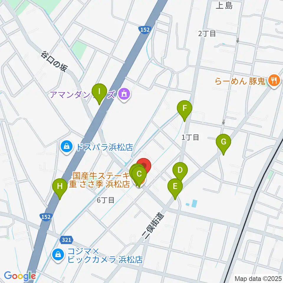 ハーモニカの昭和楽器製造周辺のファミレス・ファーストフード一覧地図