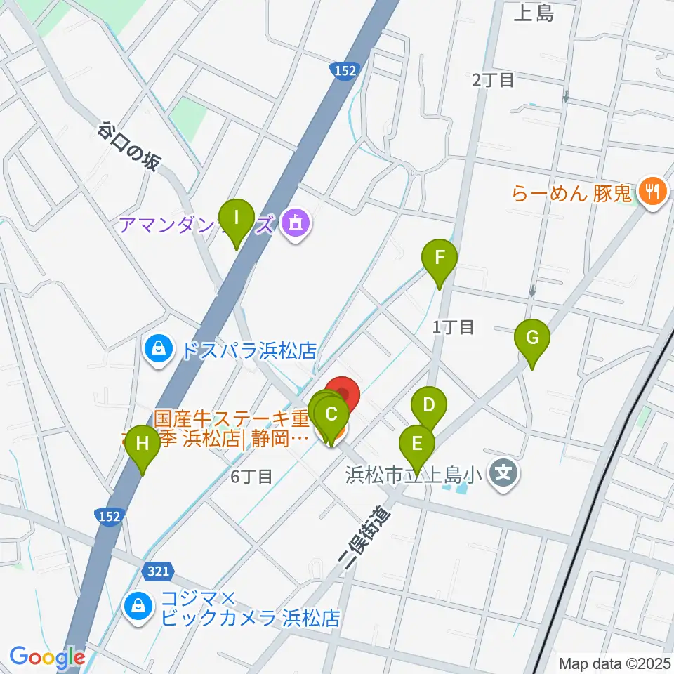 ハーモニカの昭和楽器製造周辺のファミレス・ファーストフード一覧地図