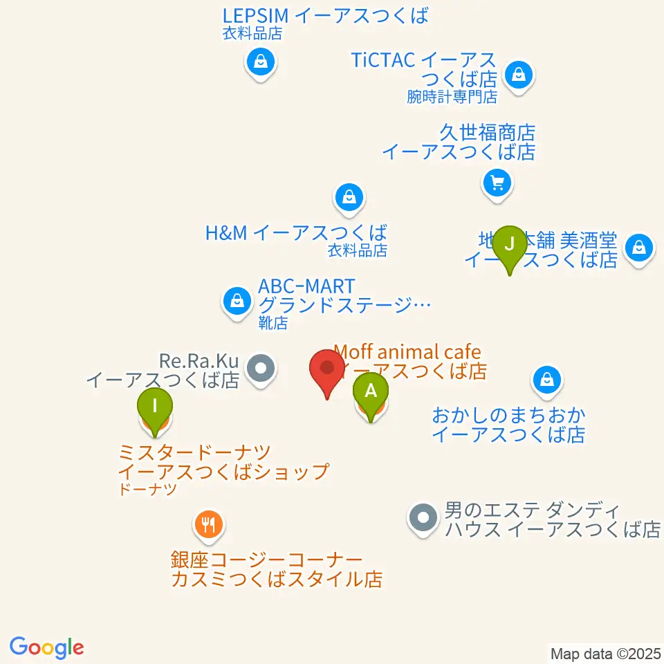 ヤマハミュージックスクエアつくば周辺のファミレス・ファーストフード一覧地図
