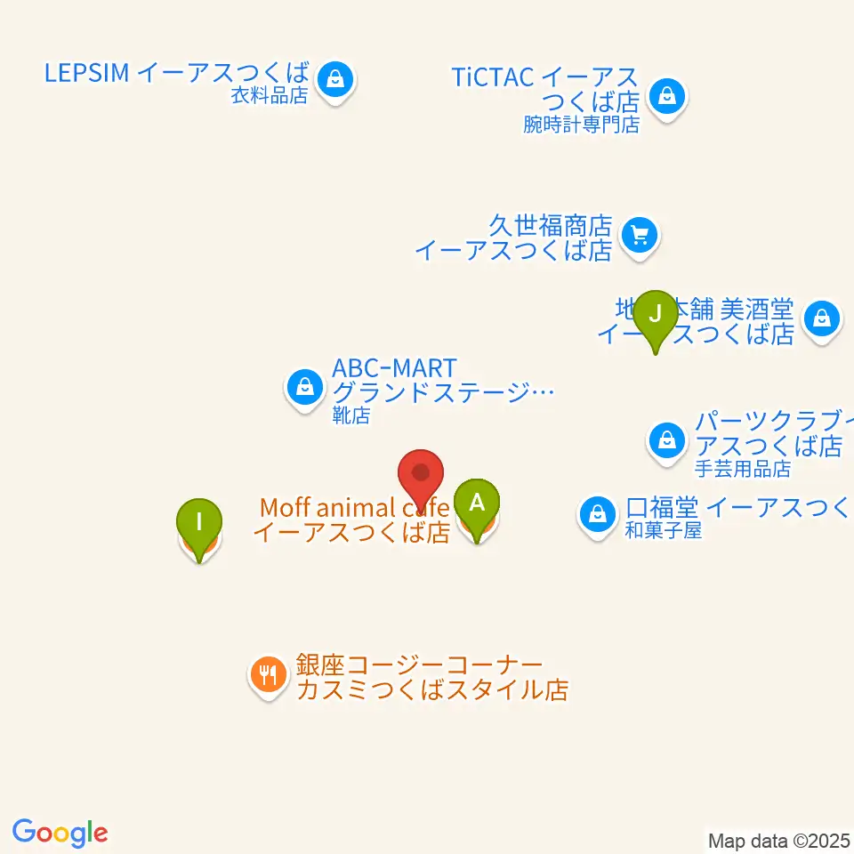 ヤマハミュージックスクエアつくば周辺のファミレス・ファーストフード一覧地図