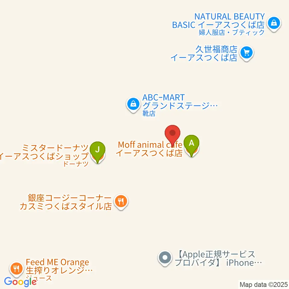 ヤマハミュージックスクエアつくば周辺のファミレス・ファーストフード一覧地図