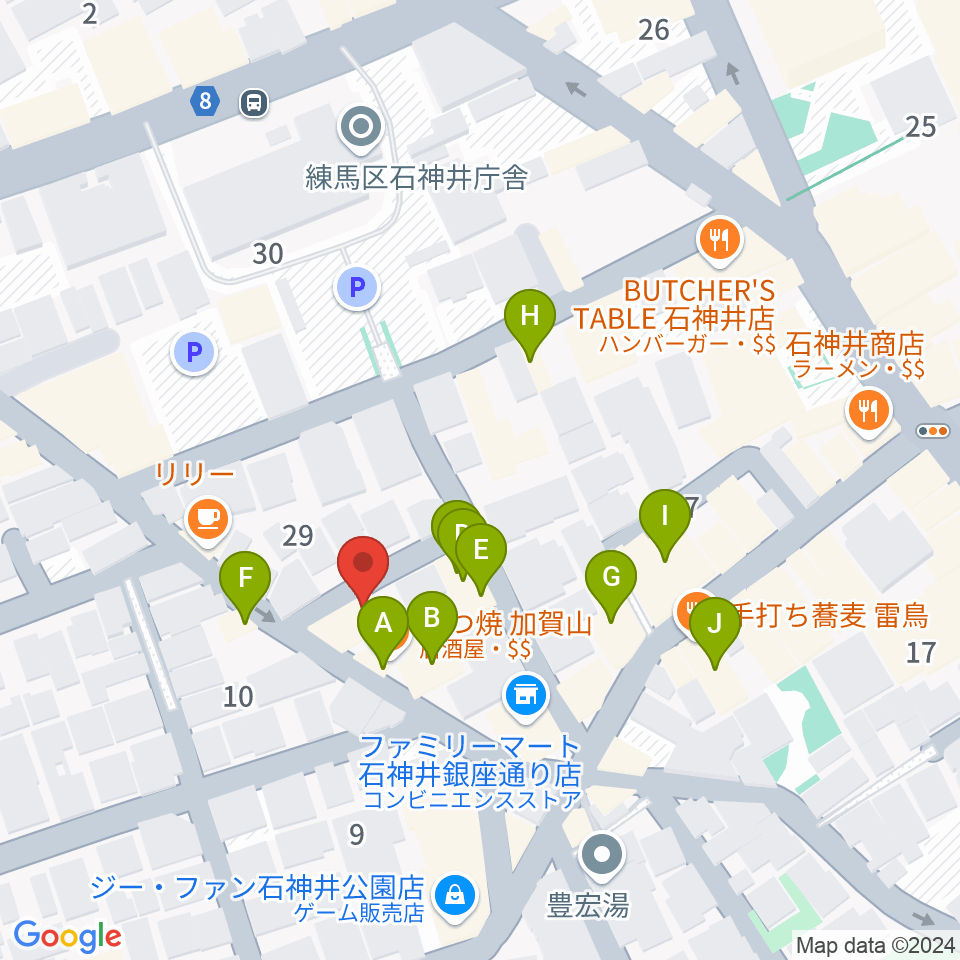 ドットスポットスタジオ周辺のファミレス・ファーストフード一覧地図