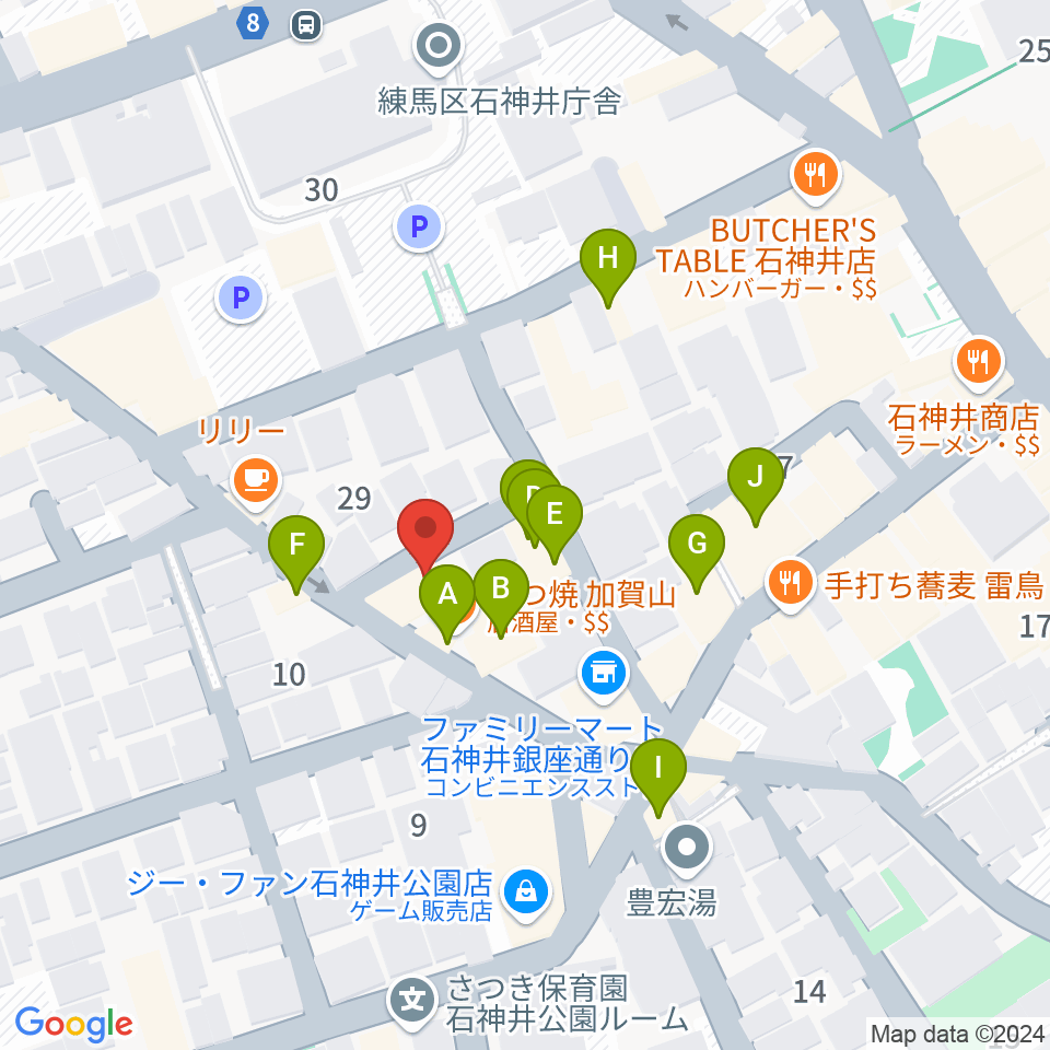 ドットスポットスタジオ周辺のファミレス・ファーストフード一覧地図