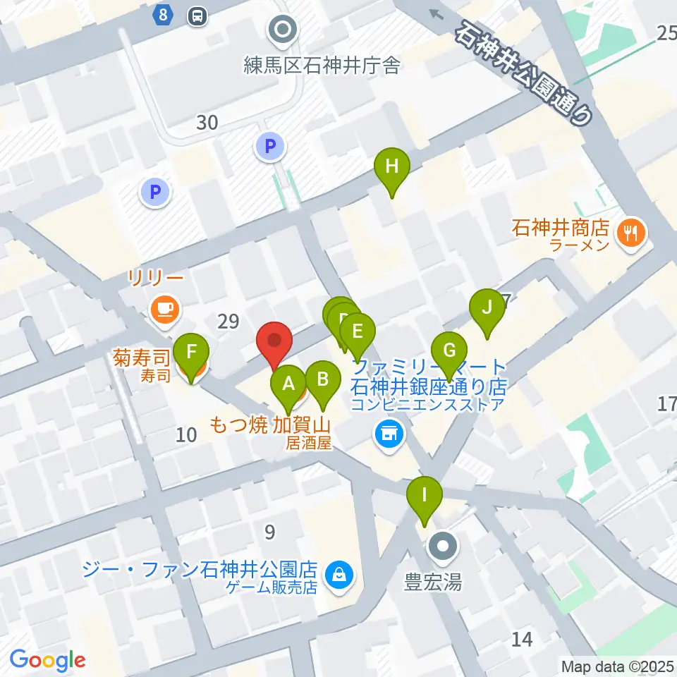 ドットスポットスタジオ周辺のファミレス・ファーストフード一覧地図