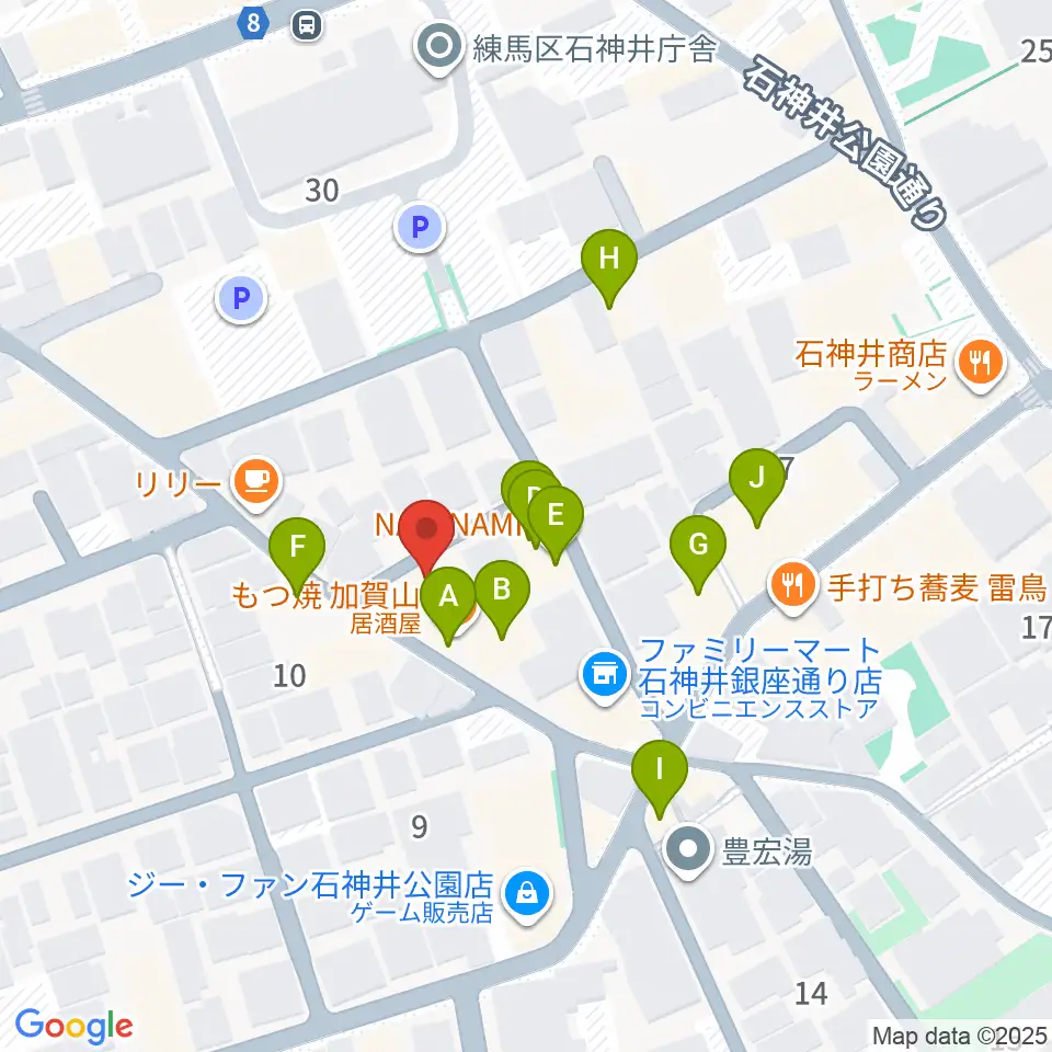 ドットスポットスタジオ周辺のファミレス・ファーストフード一覧地図