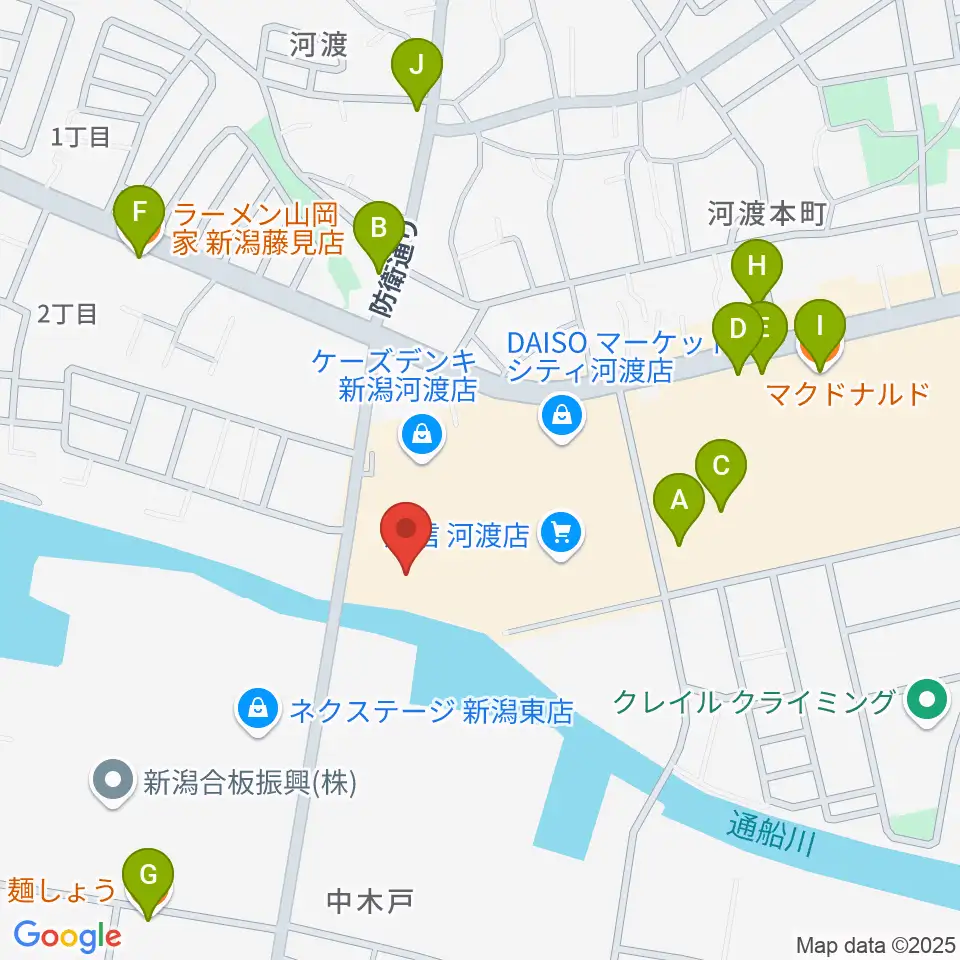 河渡総合センター ヤマハミュージック周辺のファミレス・ファーストフード一覧地図