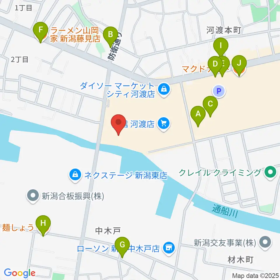 河渡総合センター ヤマハミュージック周辺のファミレス・ファーストフード一覧地図